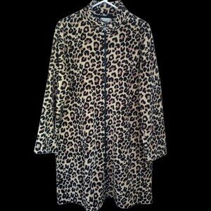 Miss Elaine Luxury Robe Womens Size L Leopard Print Spa Gown Old Money Mob Wife
